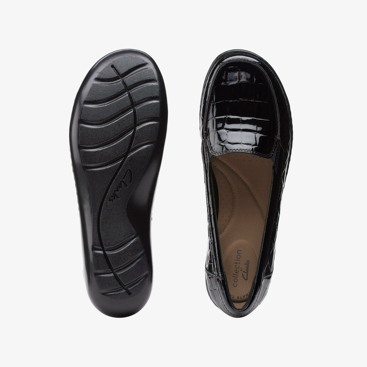 Clarks Women Ashland Jam Black Patent/Crocodile