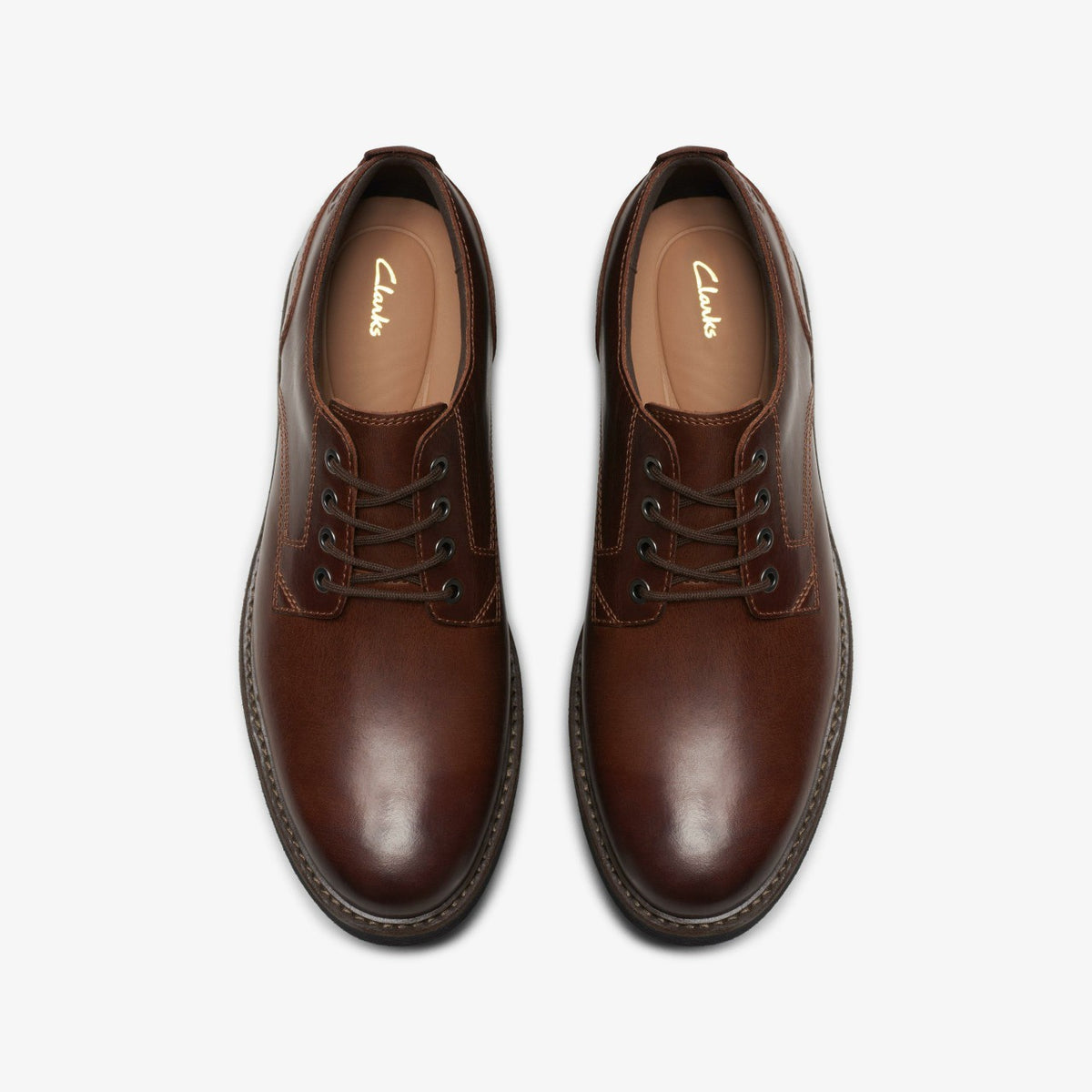 Clarks Men Batcombe Tie Dark Tan Leather