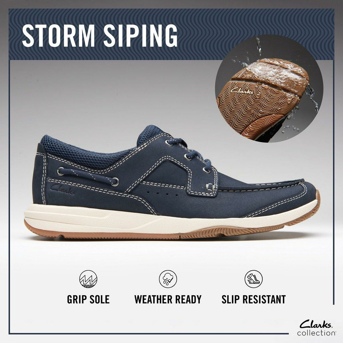 Clarks Men Sailview Lace Taupe Nubuck