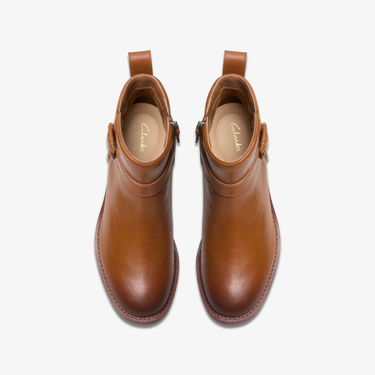 Clarks Women Chamberly Trim Mid Tan Leather
