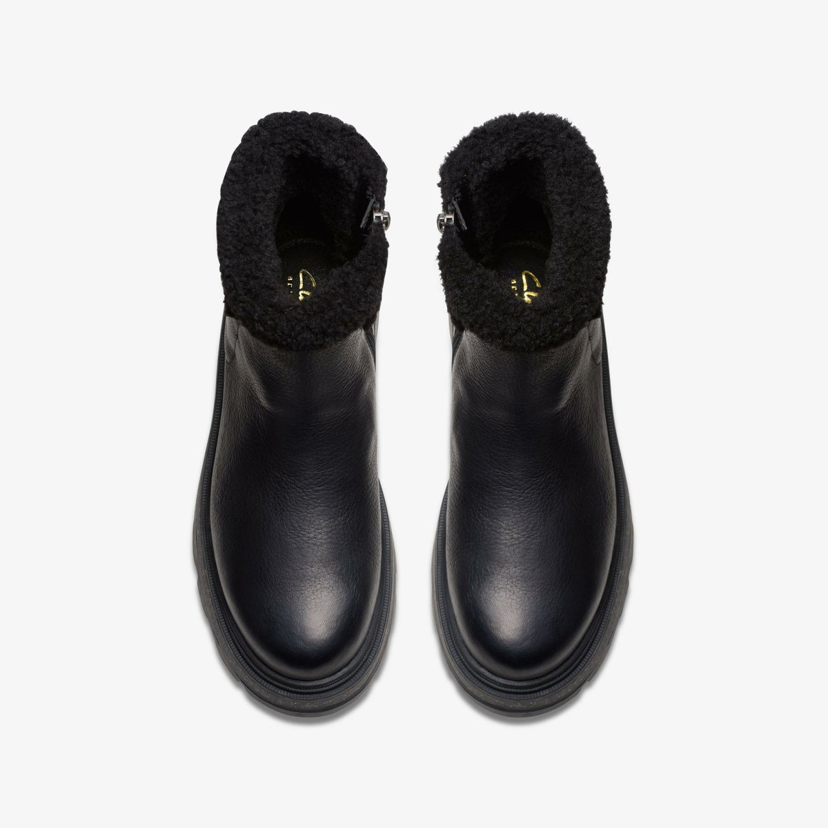 Clarks Women Hencroft Madi Waterproof Black Warmlined Leather