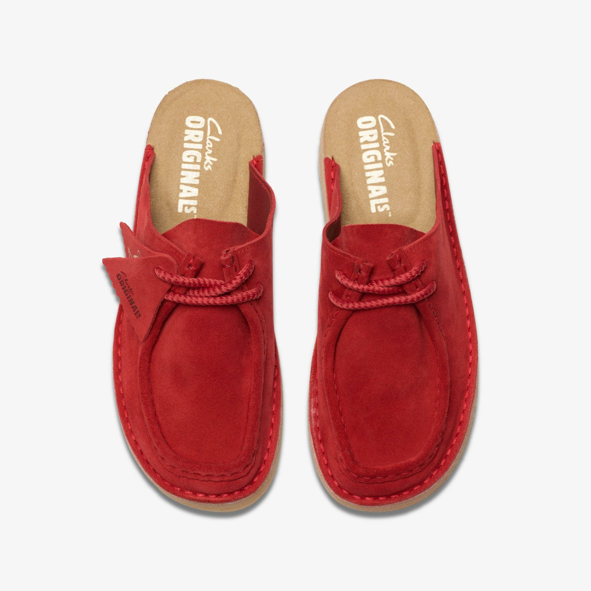 Clarks Women Desert Nomad Mule Red Suede
