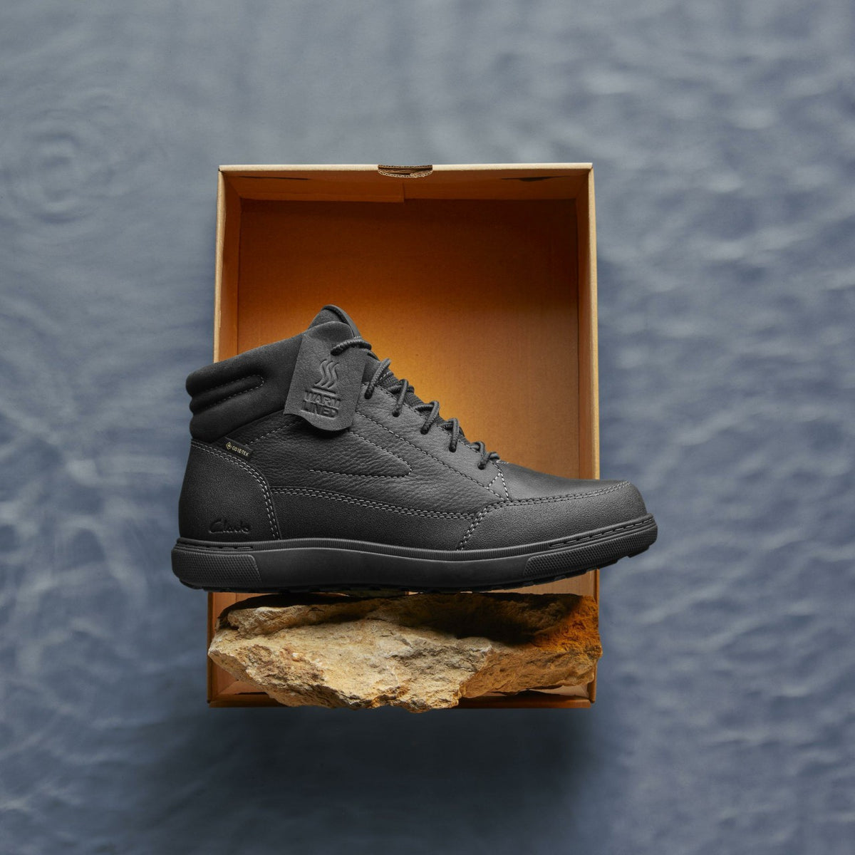 Clarks Men Mapstone Hi GORE-TEX Black Warmlined Leather