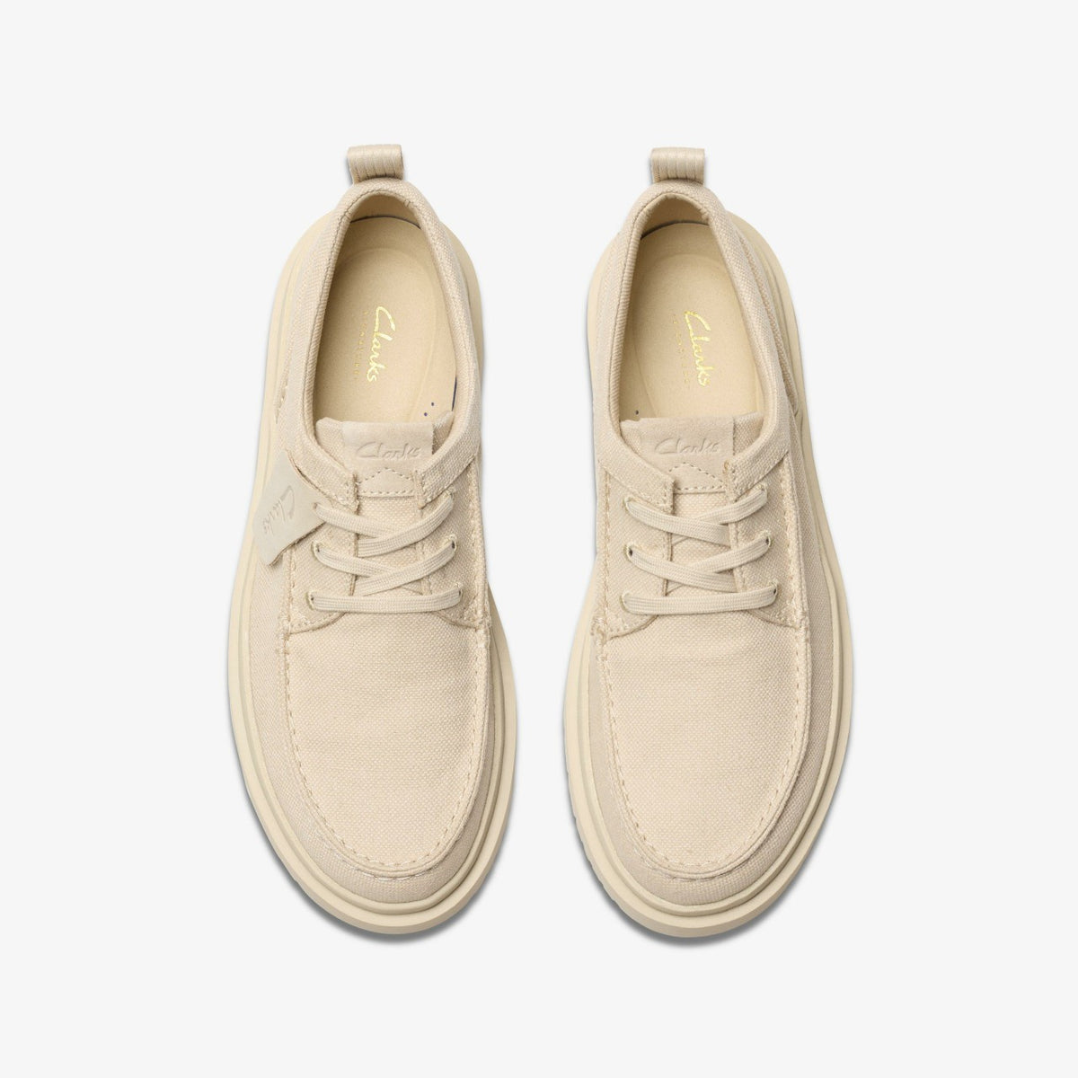 Clarks Men Polden Moc Off White Canvas