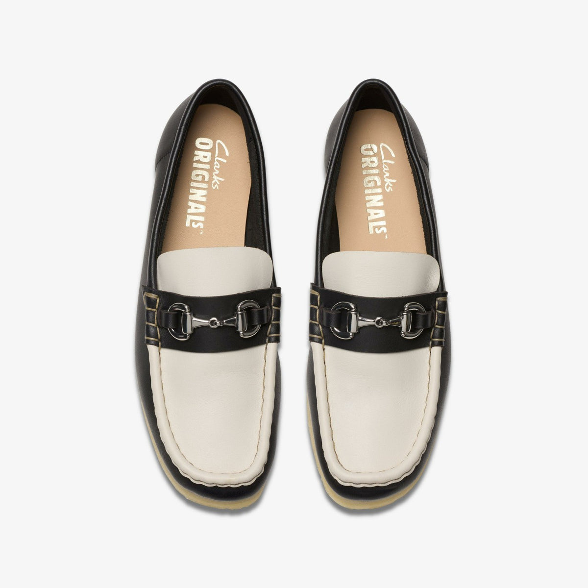 Clarks Women Wallabee Loafer HBIT Black/White Leather