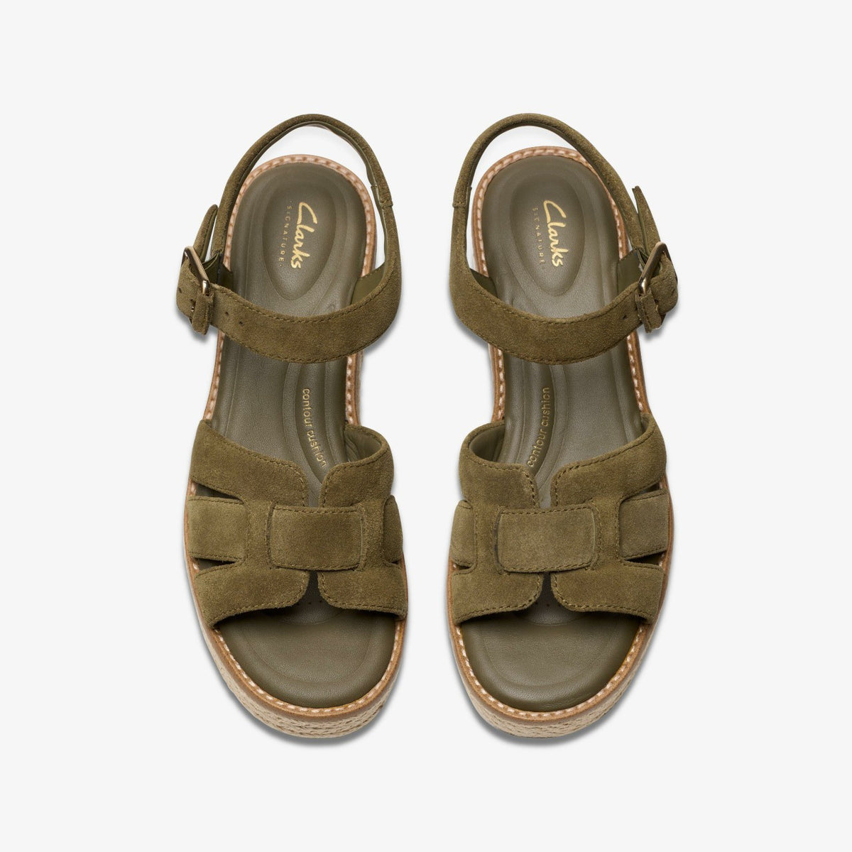Clarks Women Coledale Strap Dark Olive Suede