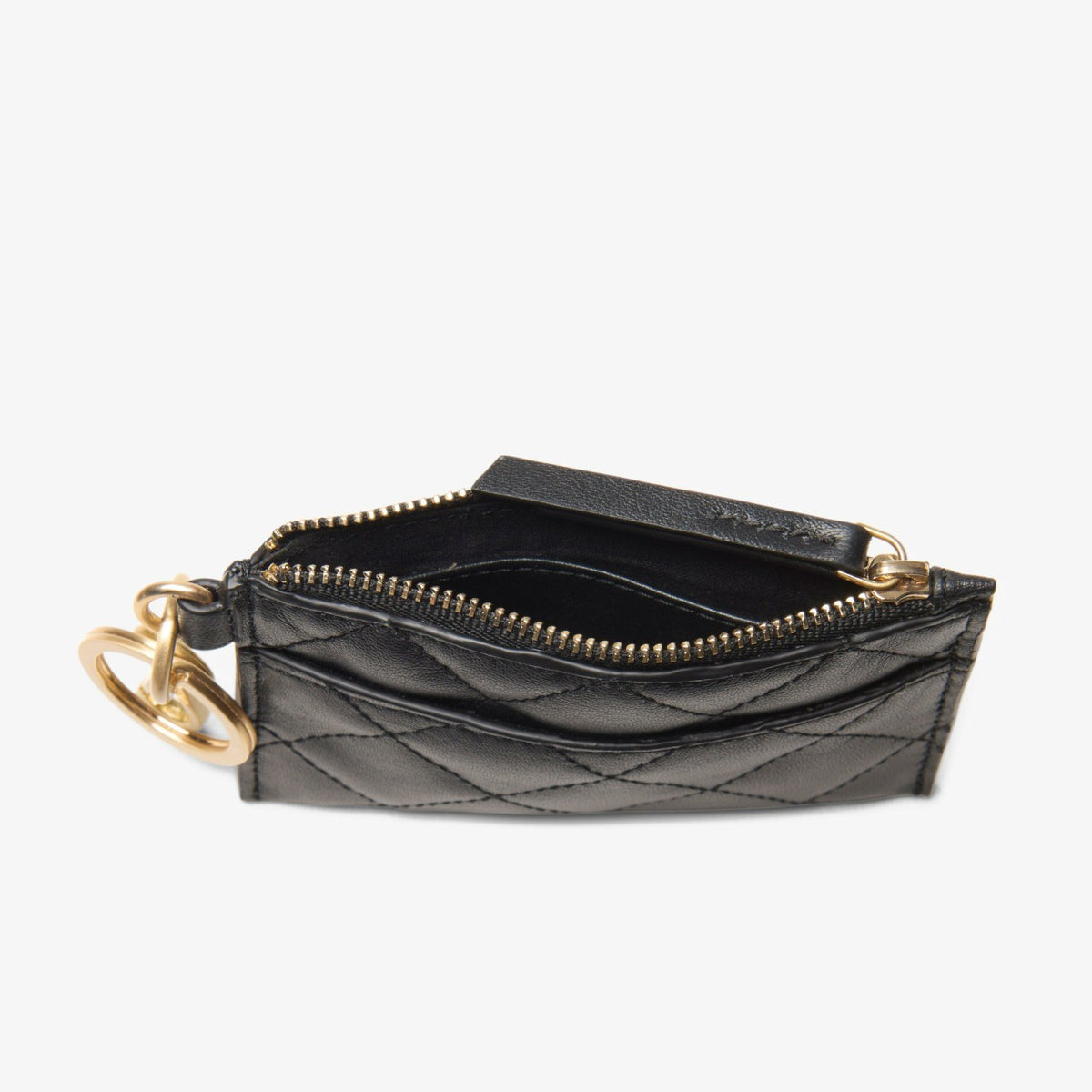Clarks Women Quilted Card Black Leather