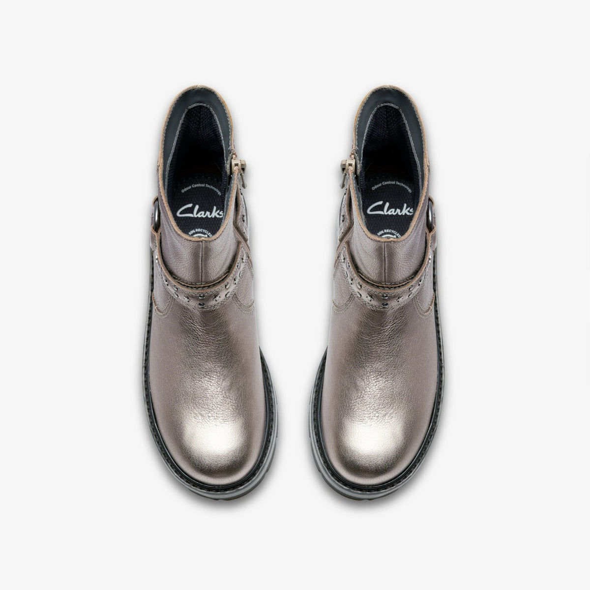 Clarks Kids Prague Shine Kid Pewter Metallic