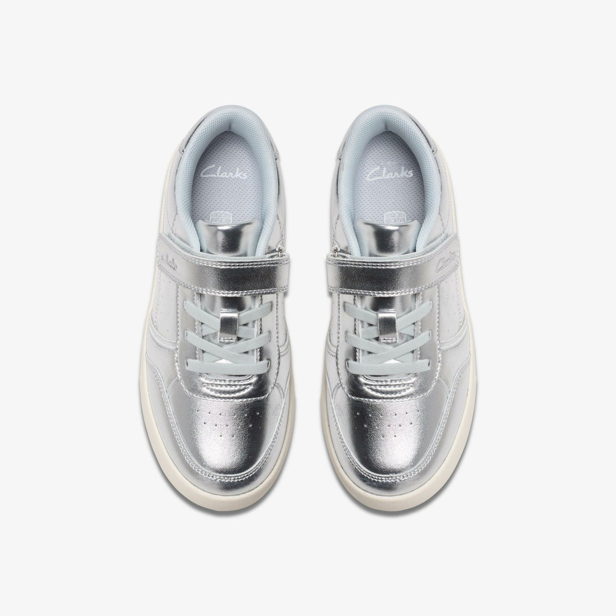 Clarks Kids Barley Step Kid Silver Metallic