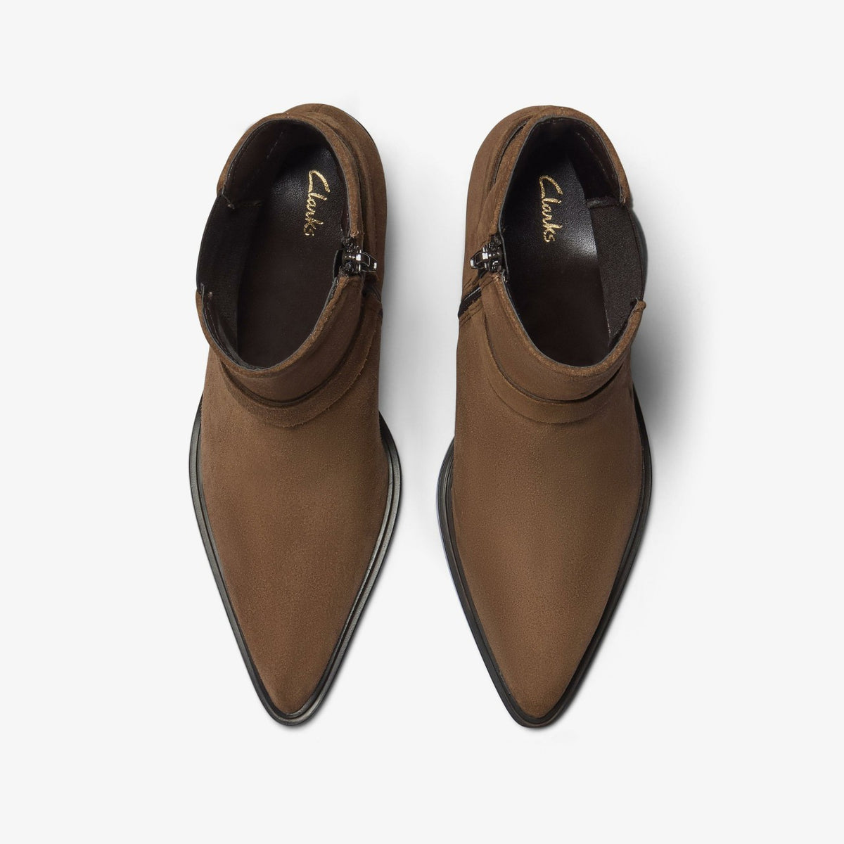Clarks Women Jesse Buckle Dark Tan Suede