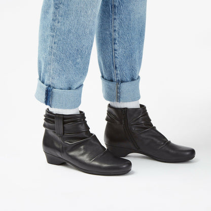 Clarks Women Matron Ella Ankle Boot Black Leather