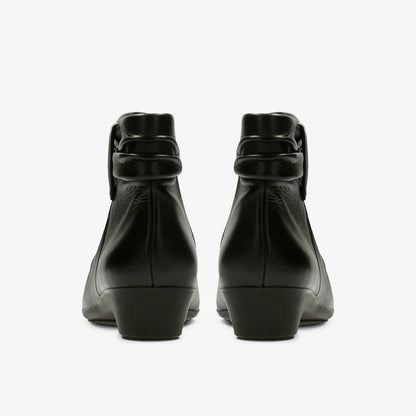 Clarks Women Matron Ella Ankle Boot Black Leather