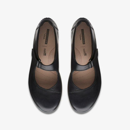 Clarks Women Hope Henley Black Leather
