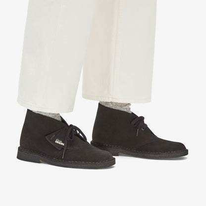 Clarks Women Desert Boot Black Suede