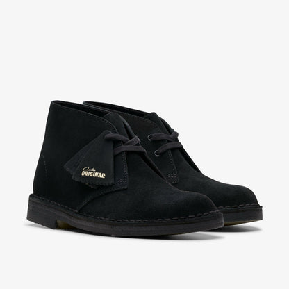 Clarks Women Desert Boot Black Suede