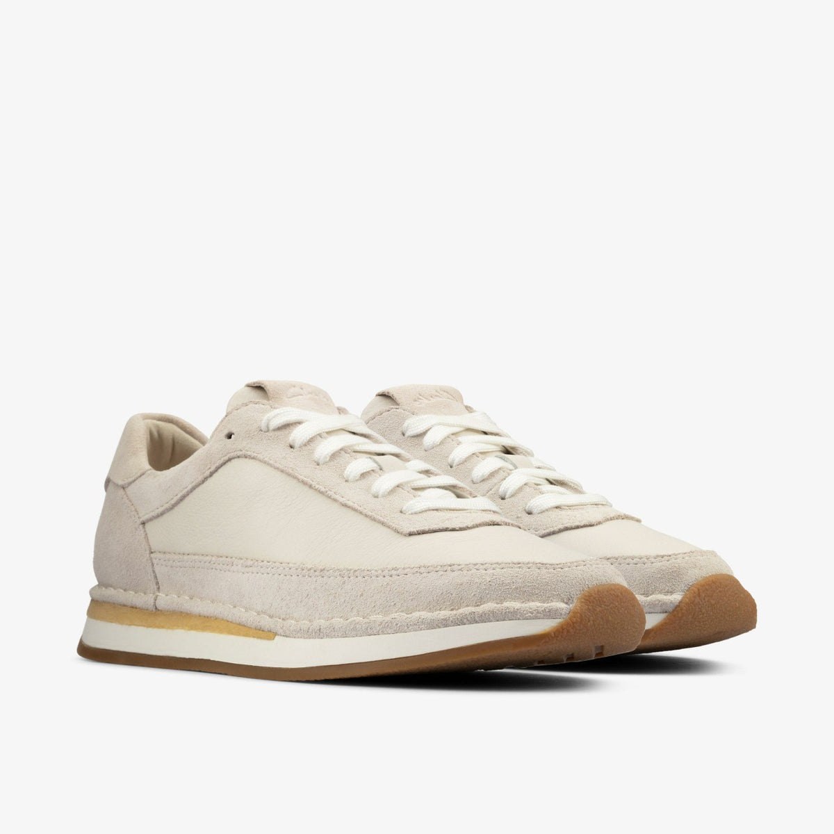 Clarks Women Craft Run Lace White Suede