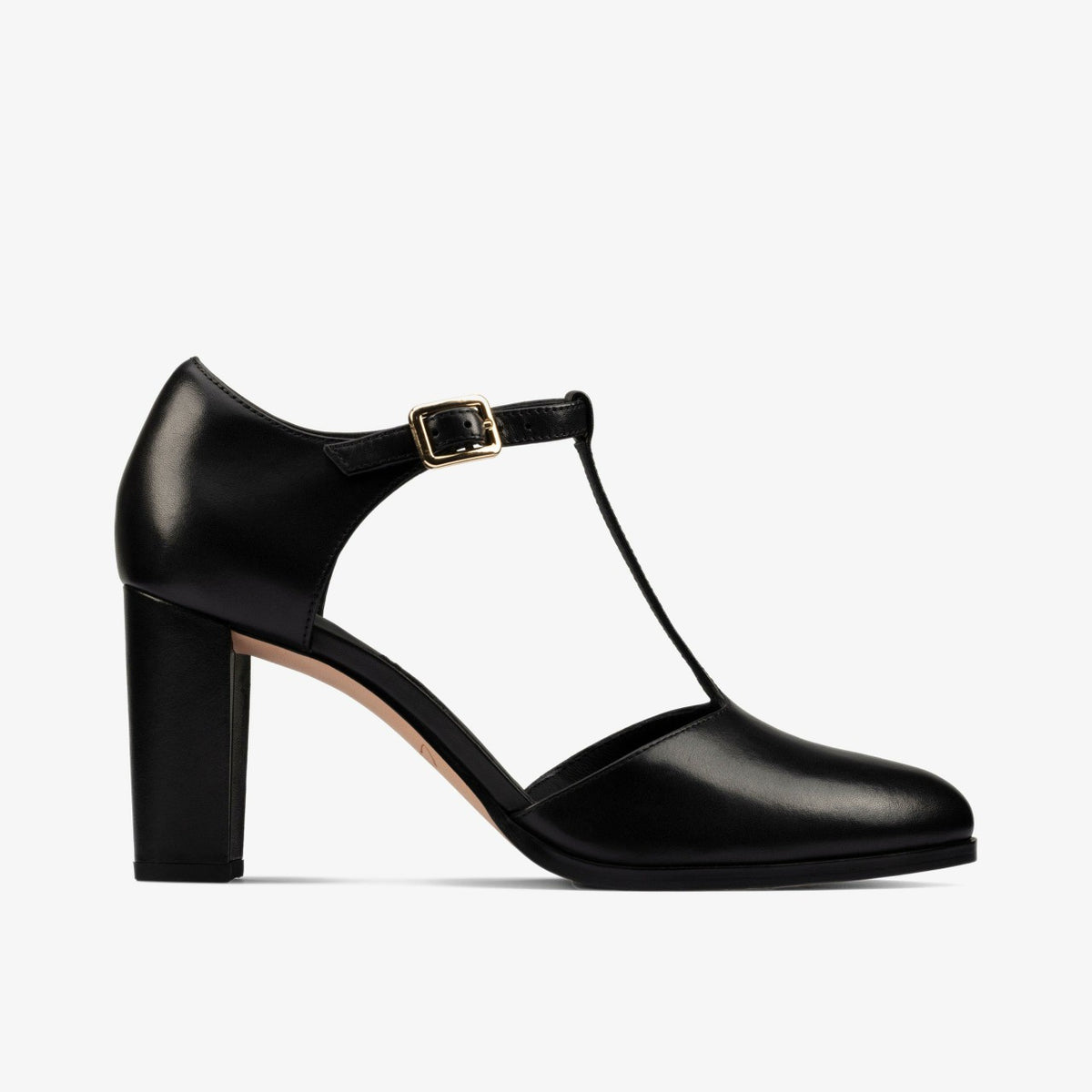 Clarks Women Kaylin 85 T Bar Black Leather