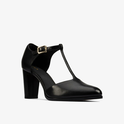 Clarks Women Kaylin 85 T Bar Black Leather