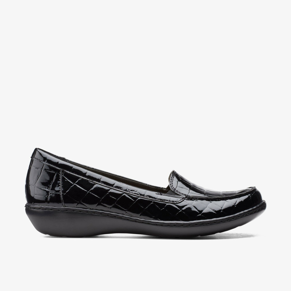 Clarks Women Ashland Jam Black Patent/Crocodile
