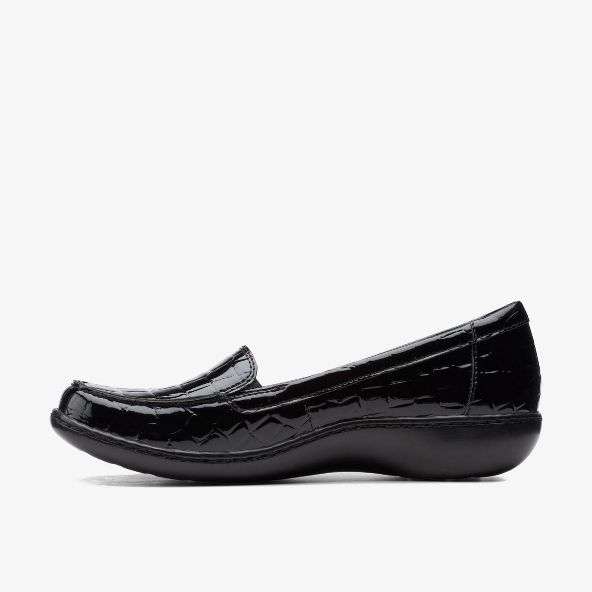 Clarks Women Ashland Jam Black Patent/Crocodile