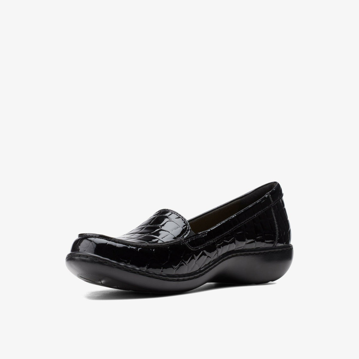 Clarks Women Ashland Jam Black Patent/Crocodile