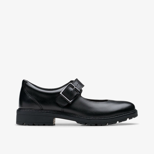 Clarks Kids Loxham Walk Youth Black Leather