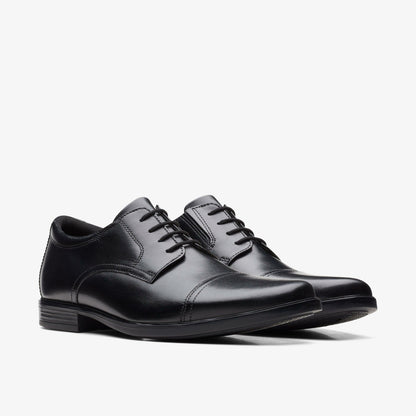 Clarks Men Howard Cap Black Leather