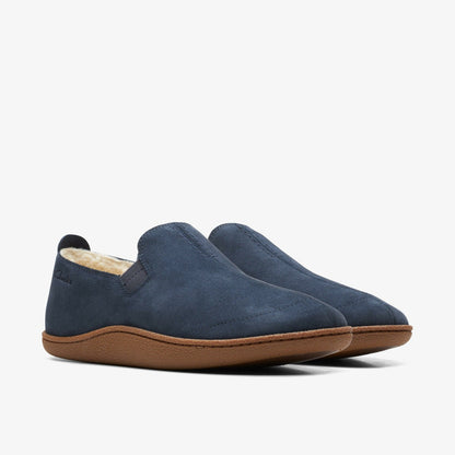 Clarks Men Home Mocc Slipper Navy Suede