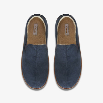 Clarks Men Home Mocc Slipper Navy Suede