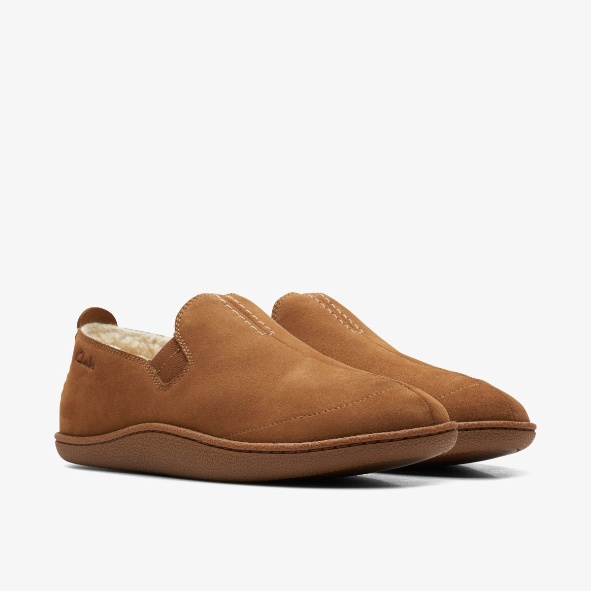 Clarks Men Home Mocc Slipper Tan Suede