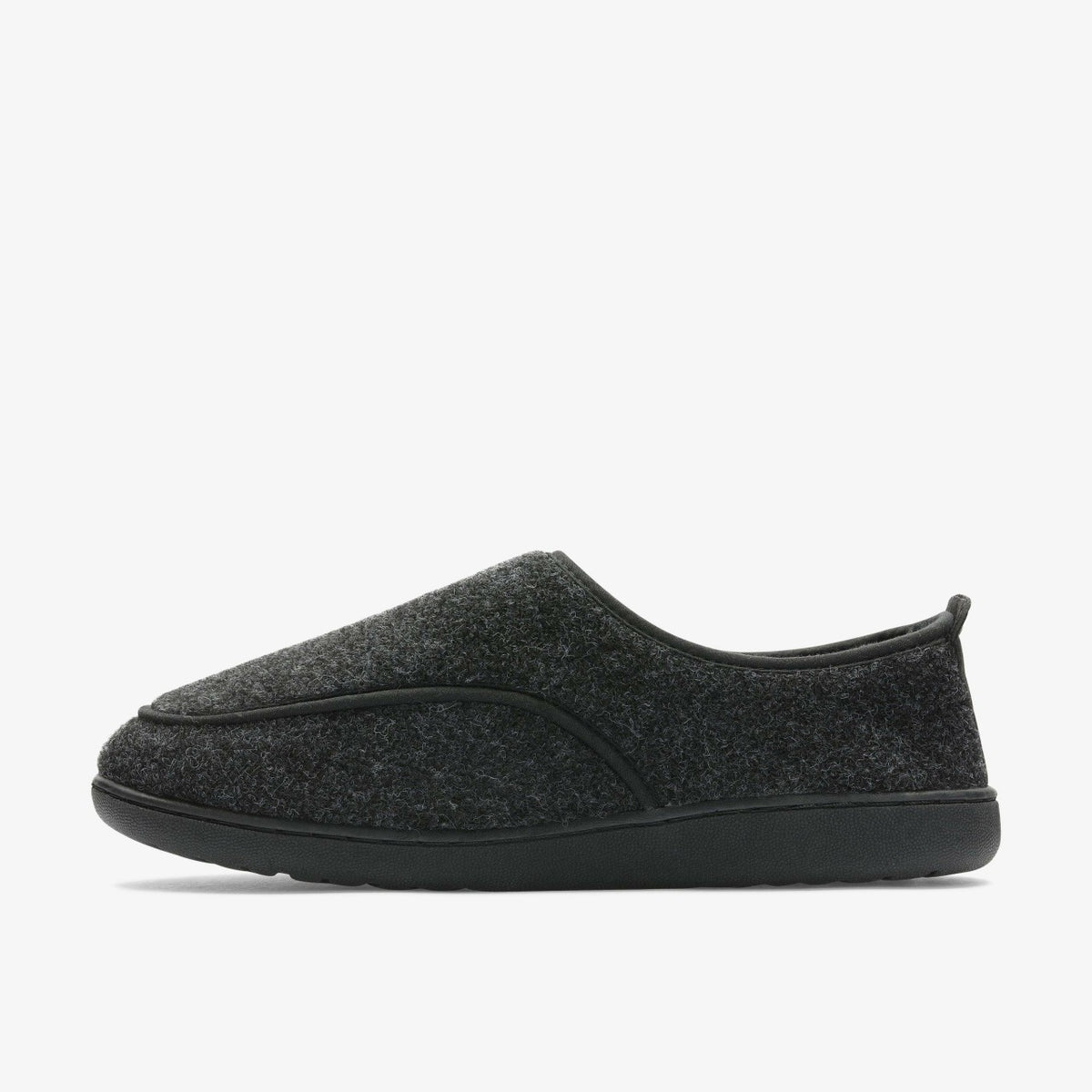 Clarks Men King Riptape Slipper Dark Grey Felt