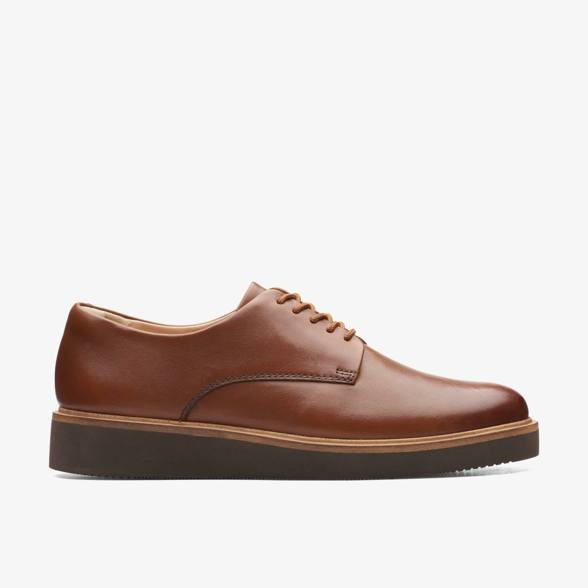 Clarks Women Glickly Derby Dark Tan Leather
