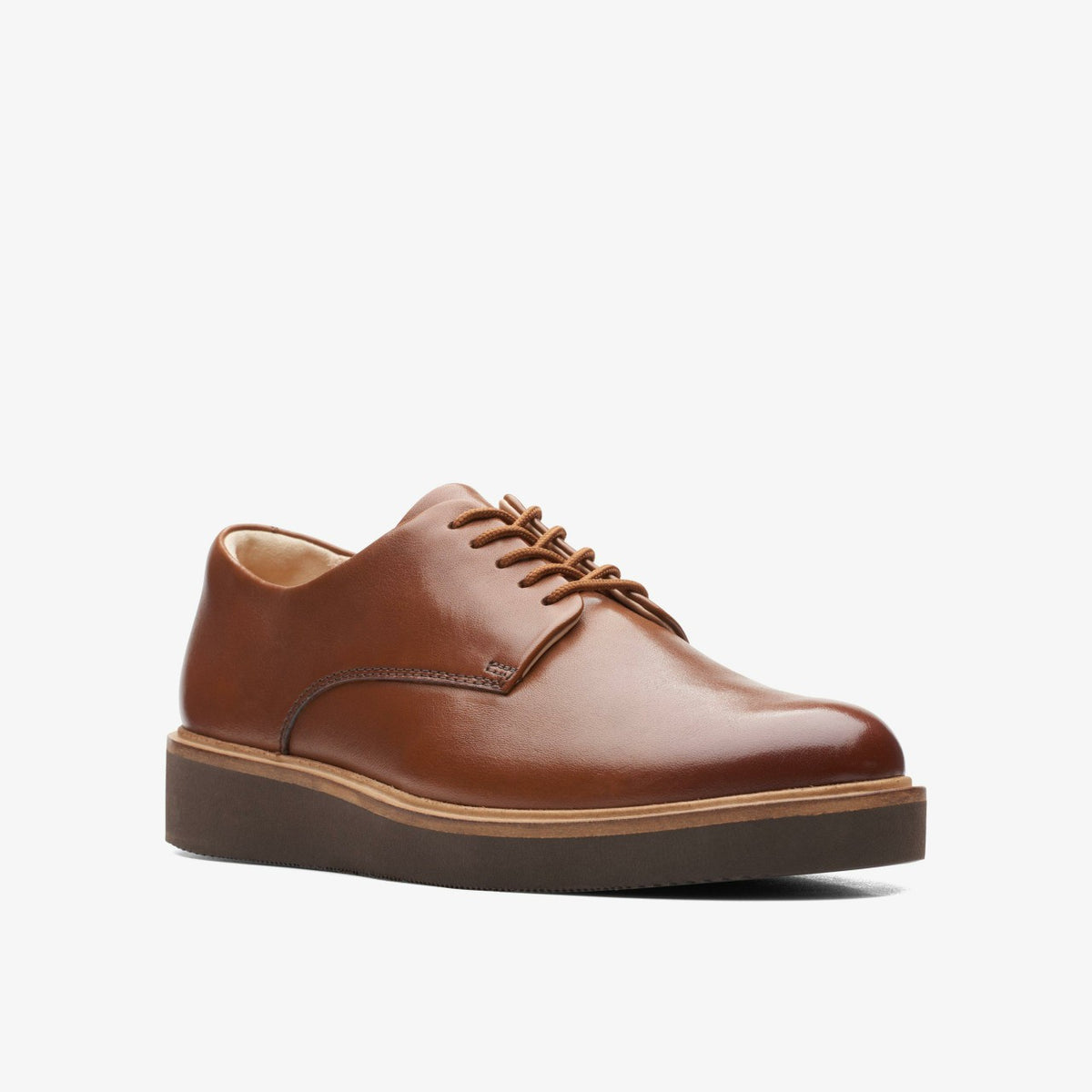 Clarks Women Glickly Derby Dark Tan Leather