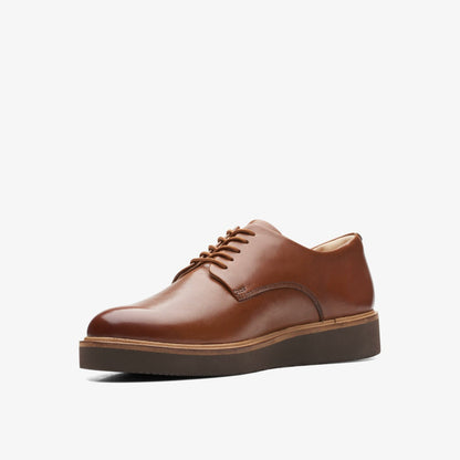 Clarks Women Glickly Derby Dark Tan Leather