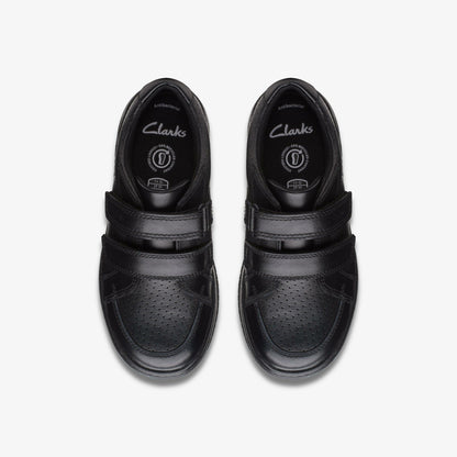 Clarks Kids Fawn Strap Kid Black Leather