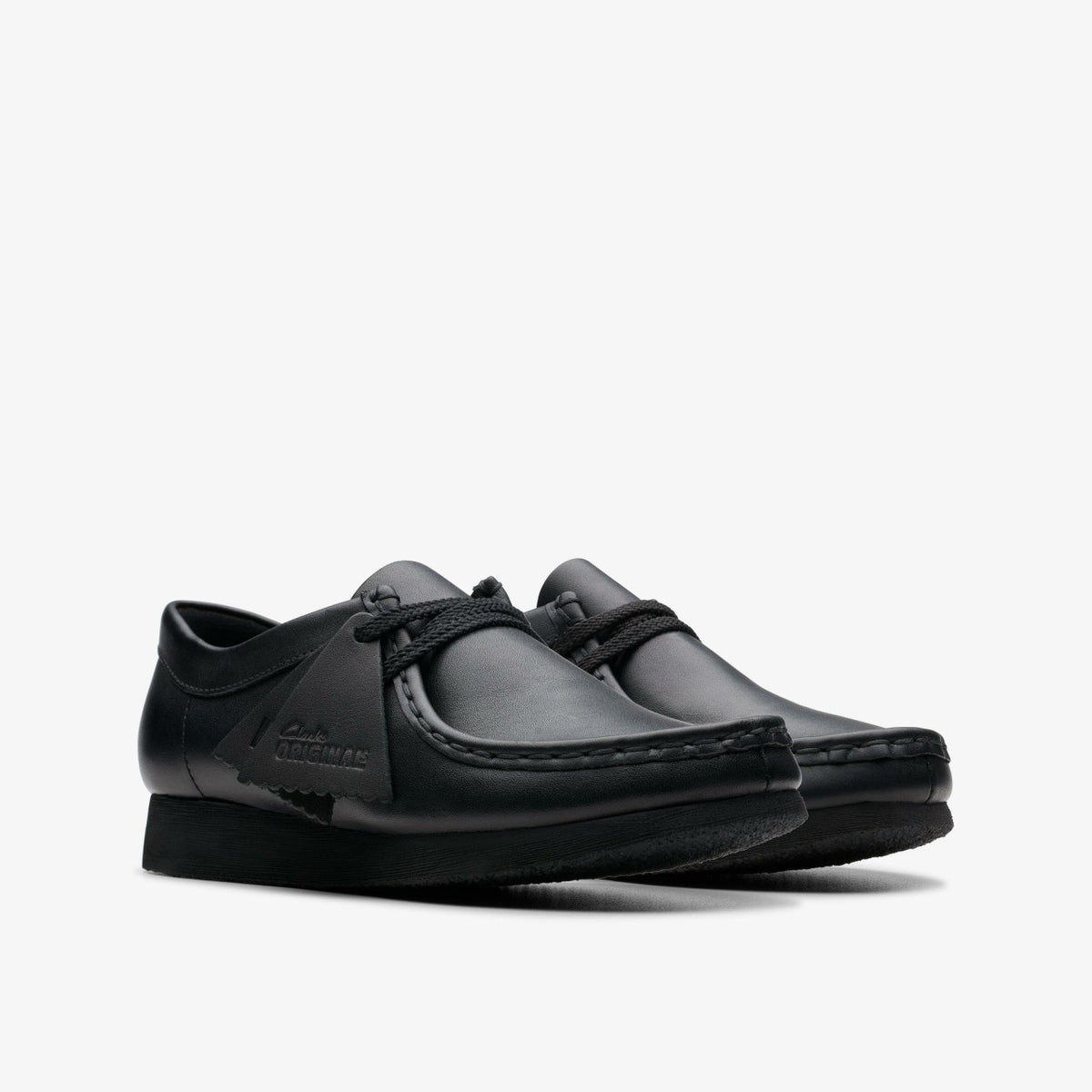 Clarks Kids Wallabee Older Black Leather