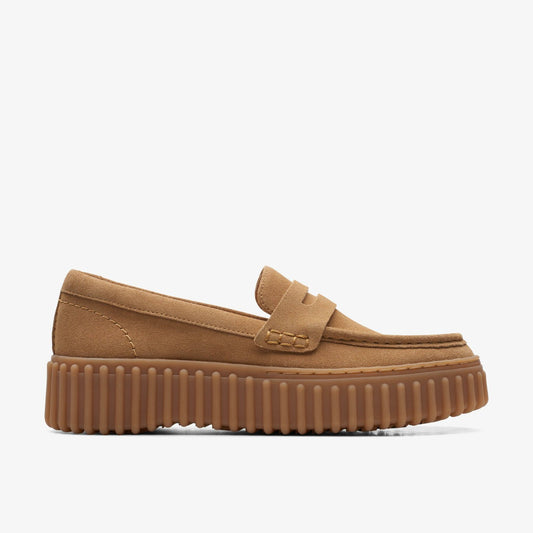 Clarks Women Torhill Penny Loafer Light Tan Suede