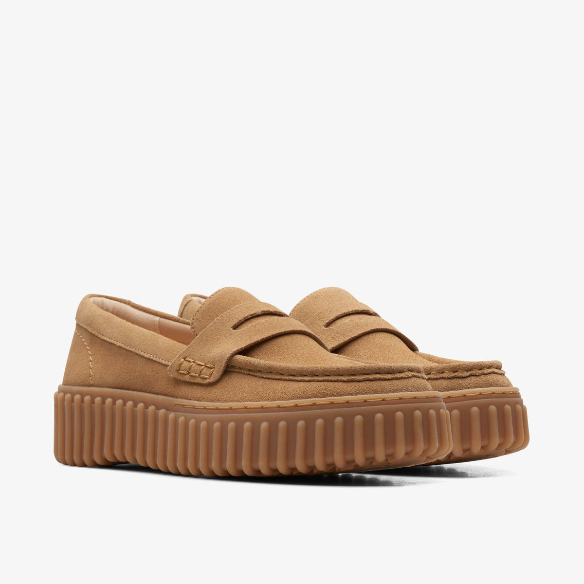Clarks Women Torhill Penny Loafer Light Tan Suede