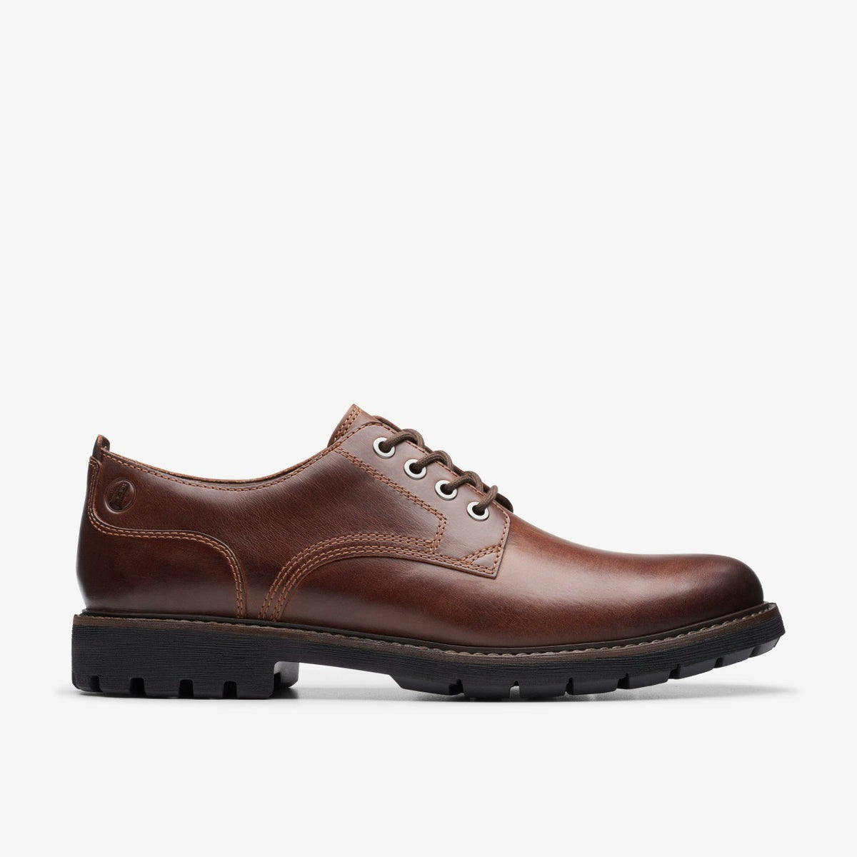Clarks Men Batcombe Tie Dark Tan Leather