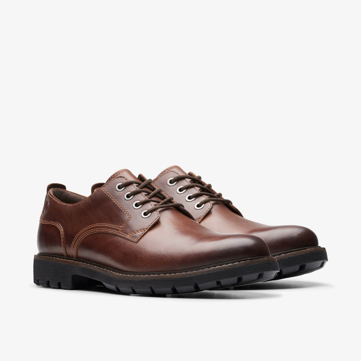 Clarks Men Batcombe Tie Dark Tan Leather