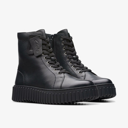 Clarks Women Torhill Rise Ankle Boot Black Leather