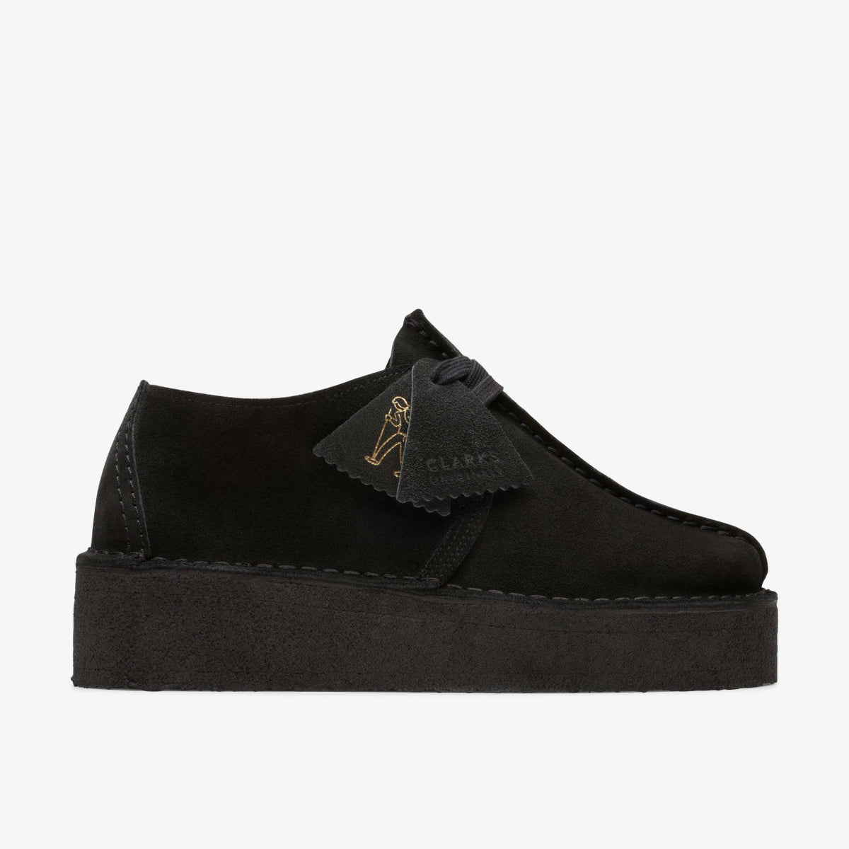 Clarks Women Trek Wedge Black Suede