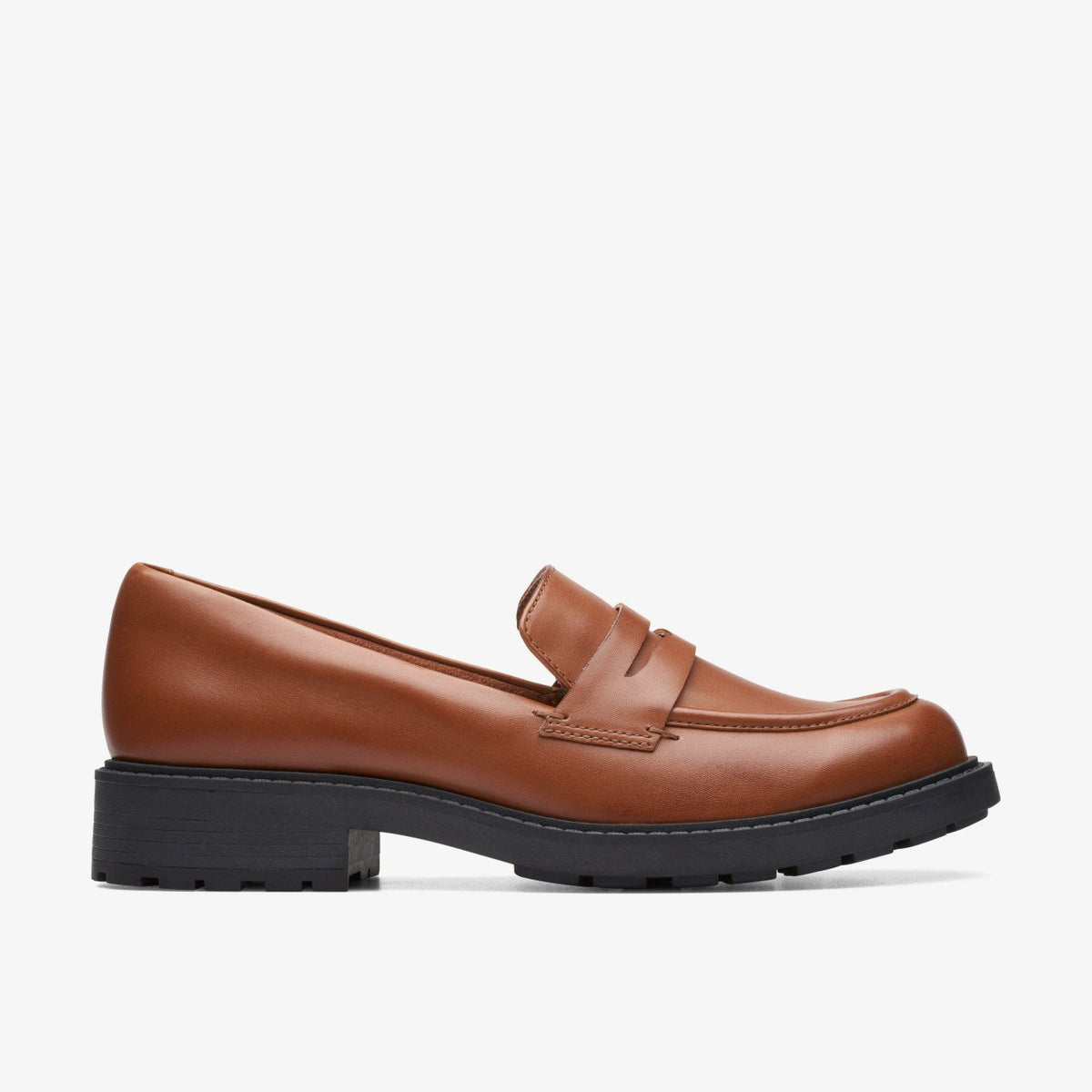 Clarks Women Orinoco 2 Penny Loafer Dark Tan Leather