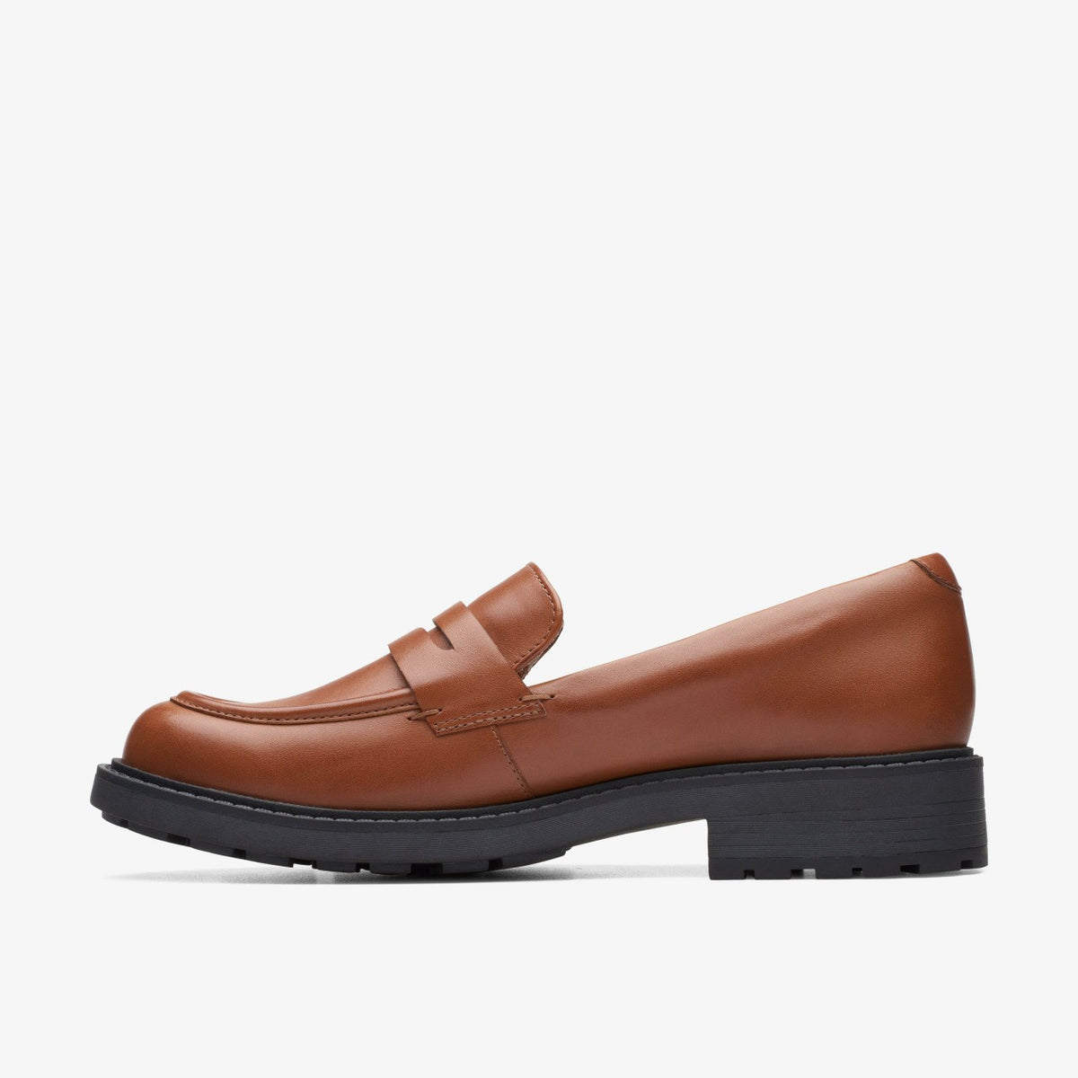 Clarks Women Orinoco 2 Penny Loafer Dark Tan Leather