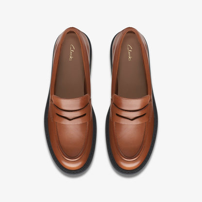 Clarks Women Orinoco 2 Penny Loafer Dark Tan Leather