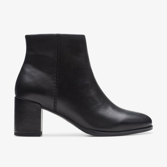 Clarks Women Freva 55 Zip Ankle Boot Black Leather