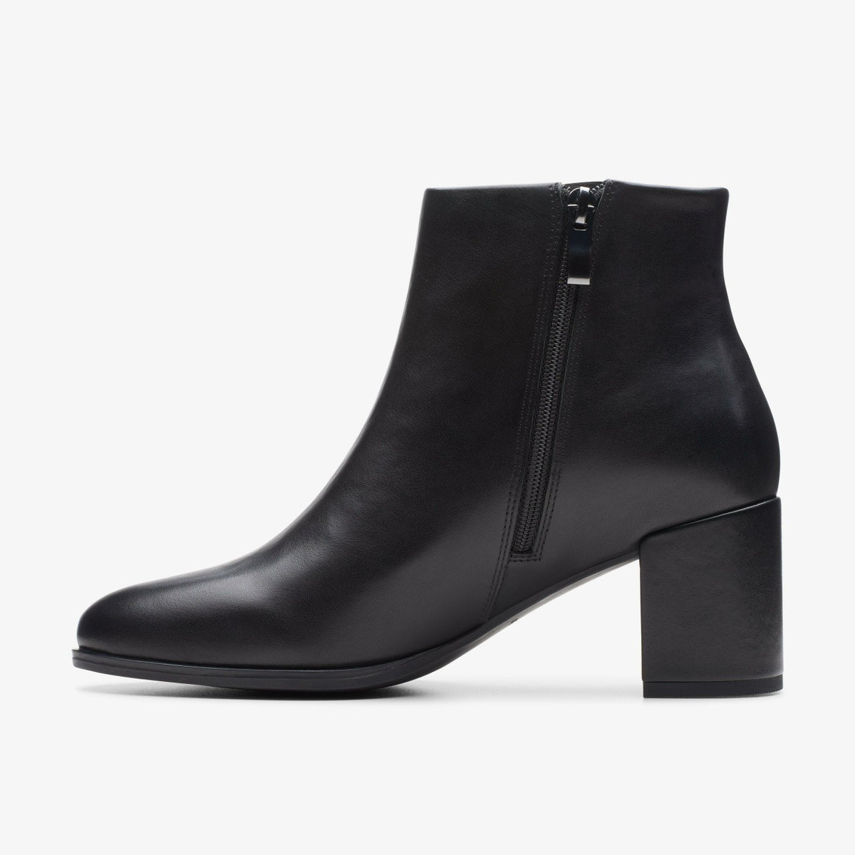 Clarks Women Freva 55 Zip Ankle Boot Black Leather