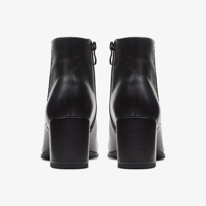 Clarks Women Freva 55 Zip Ankle Boot Black Leather
