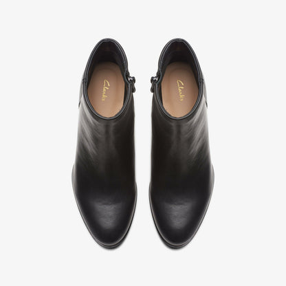Clarks Women Freva 55 Zip Ankle Boot Black Leather