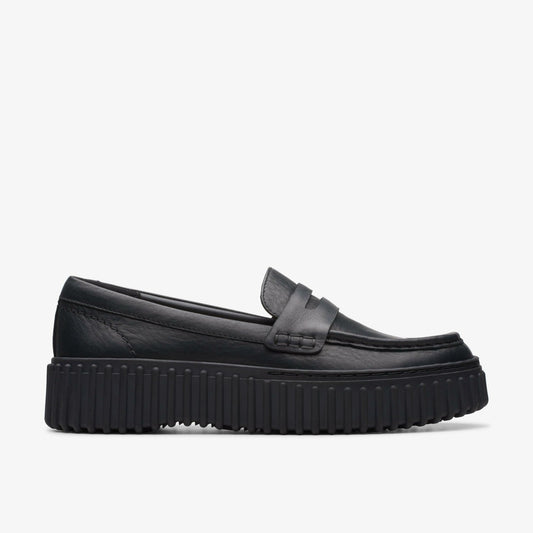 Clarks Women Torhill Penny Loafer Black Leather